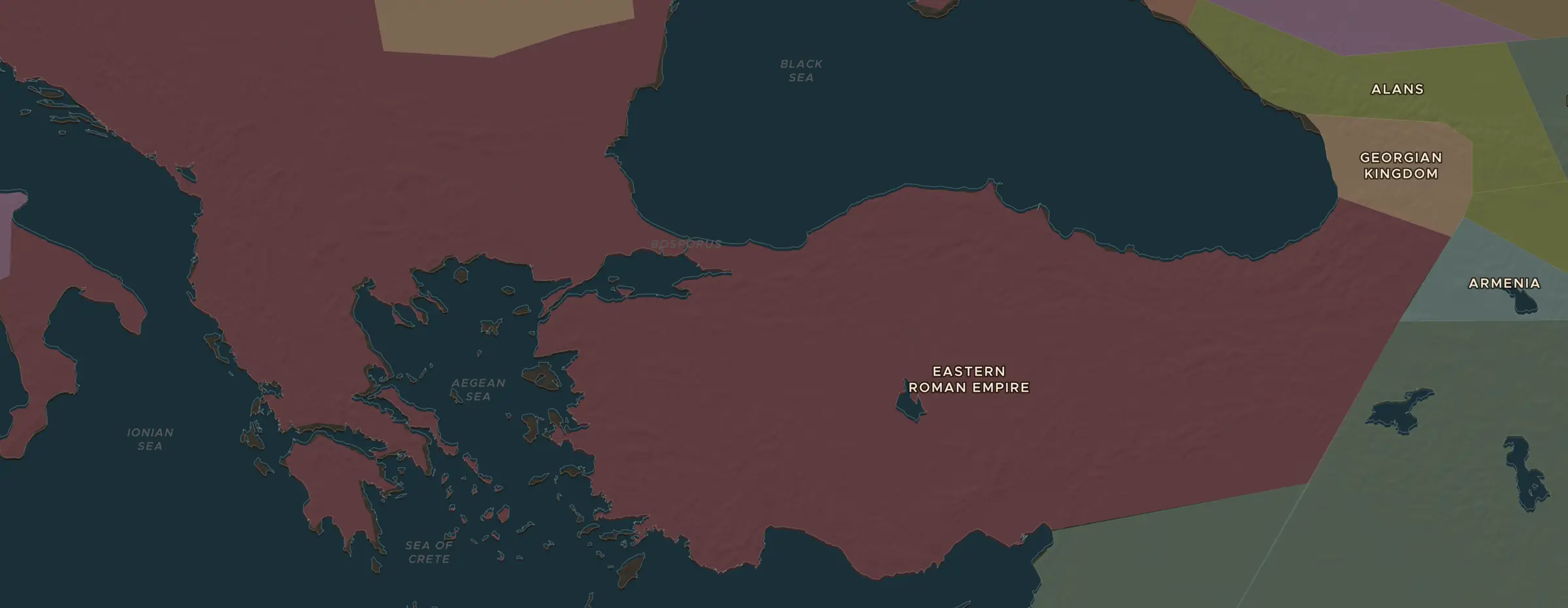 Die ChronoAtlas-Karte im Jahr 717 n. Chr., mit allen Stationen dieser Stunde