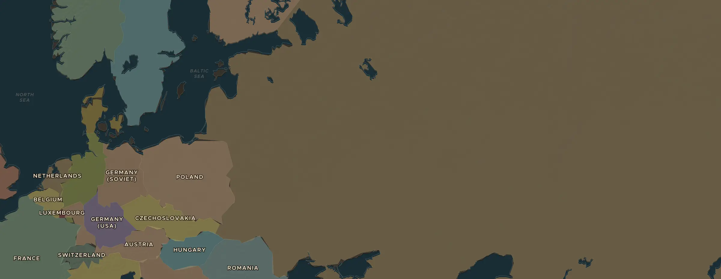 Die ChronoAtlas-Karte im Jahr 1938 n. Chr., mit allen Stationen dieser Stunde