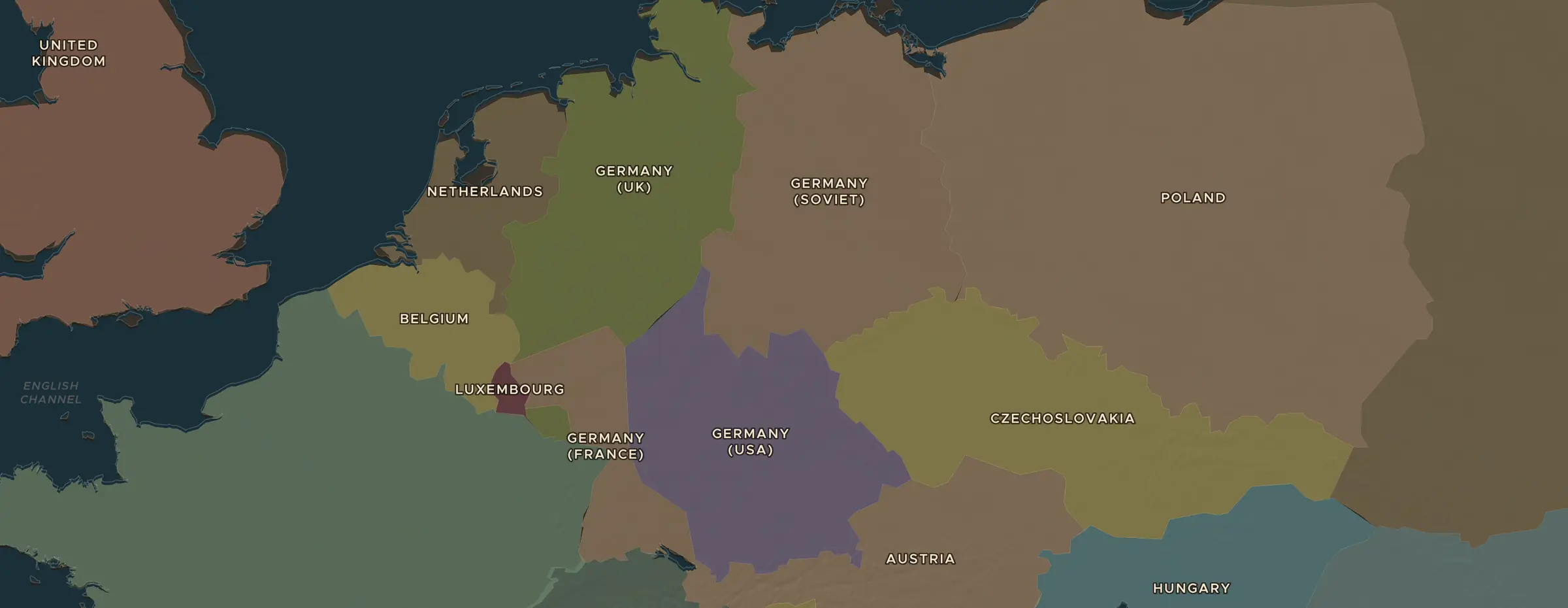 Die ChronoAtlas-Karte im Jahr 1938 n. Chr., mit allen Stationen dieser Stunde