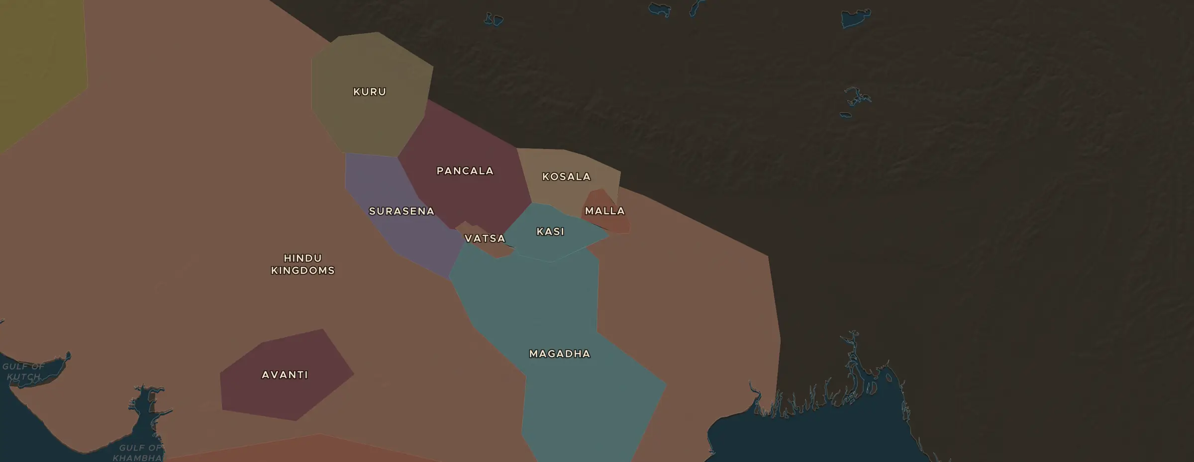 Die ChronoAtlas-Karte im Jahr 500 v. Chr., mit allen Stationen dieser Stunde