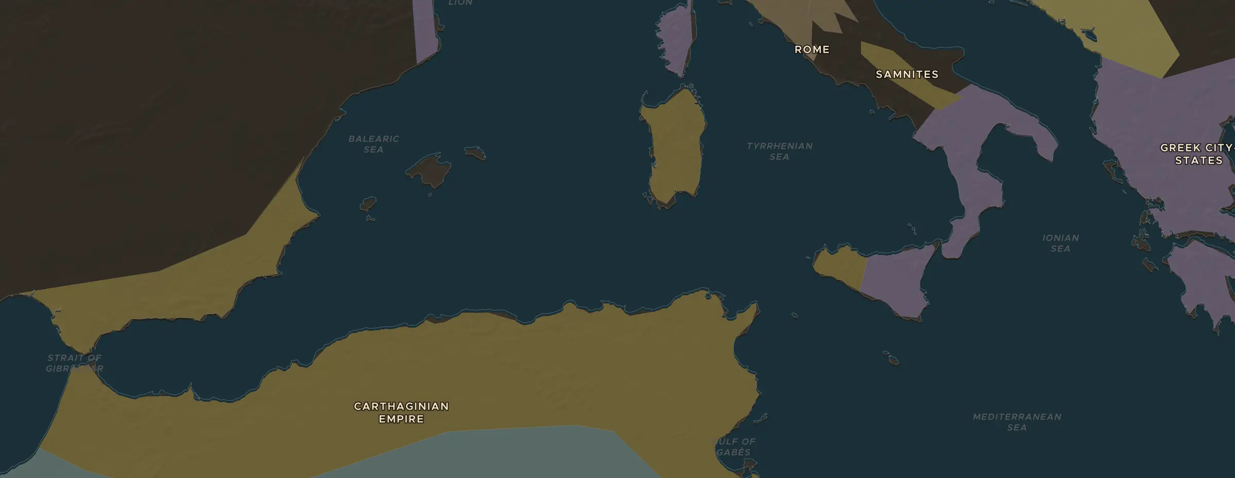 Die ChronoAtlas-Karte im Jahr 500 v. Chr., mit allen Stationen dieser Stunde