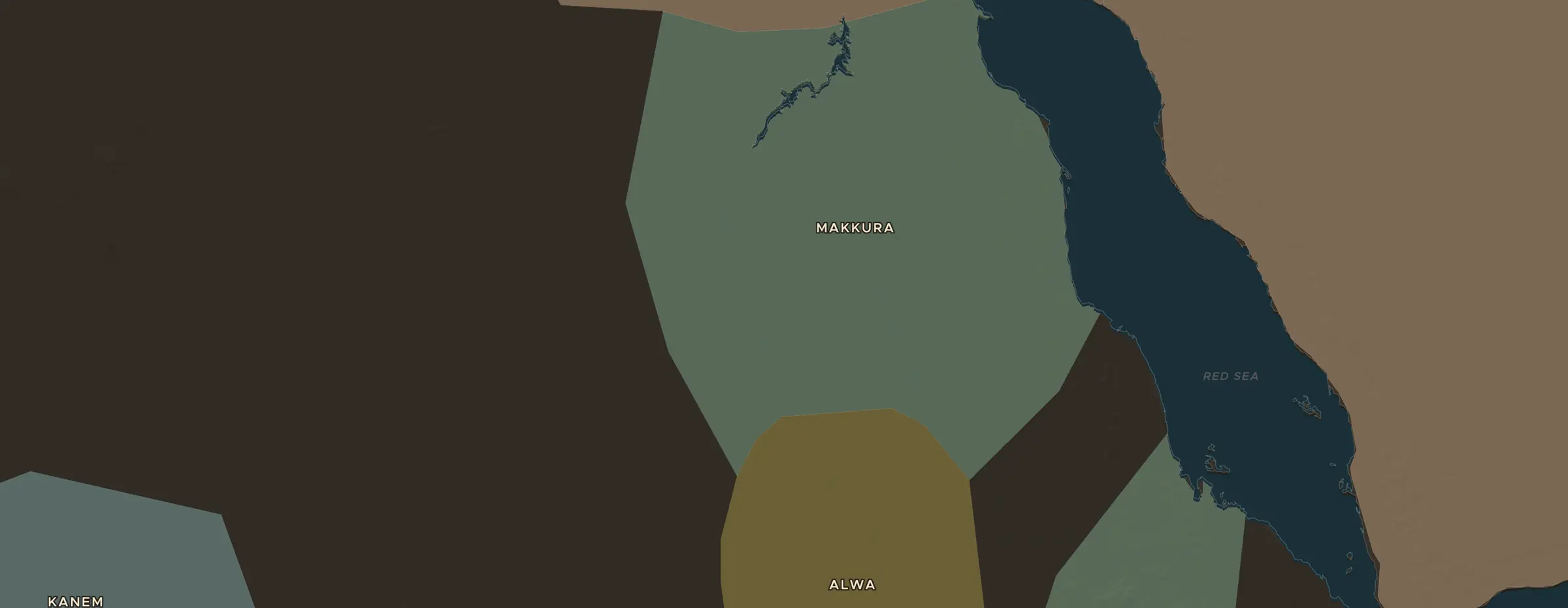Die ChronoAtlas-Karte im Jahr 800 n. Chr., mit allen Stationen dieser Stunde