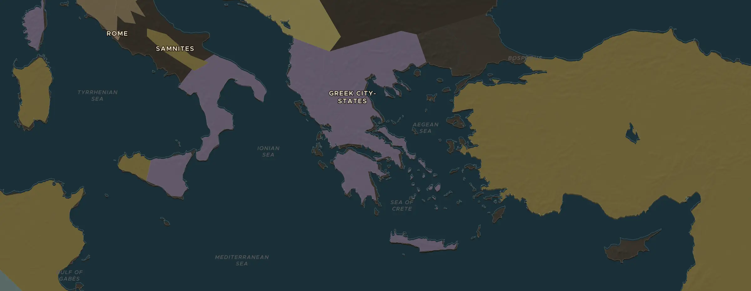 Die ChronoAtlas-Karte im Jahr 500 v. Chr., mit allen Stationen dieser Stunde