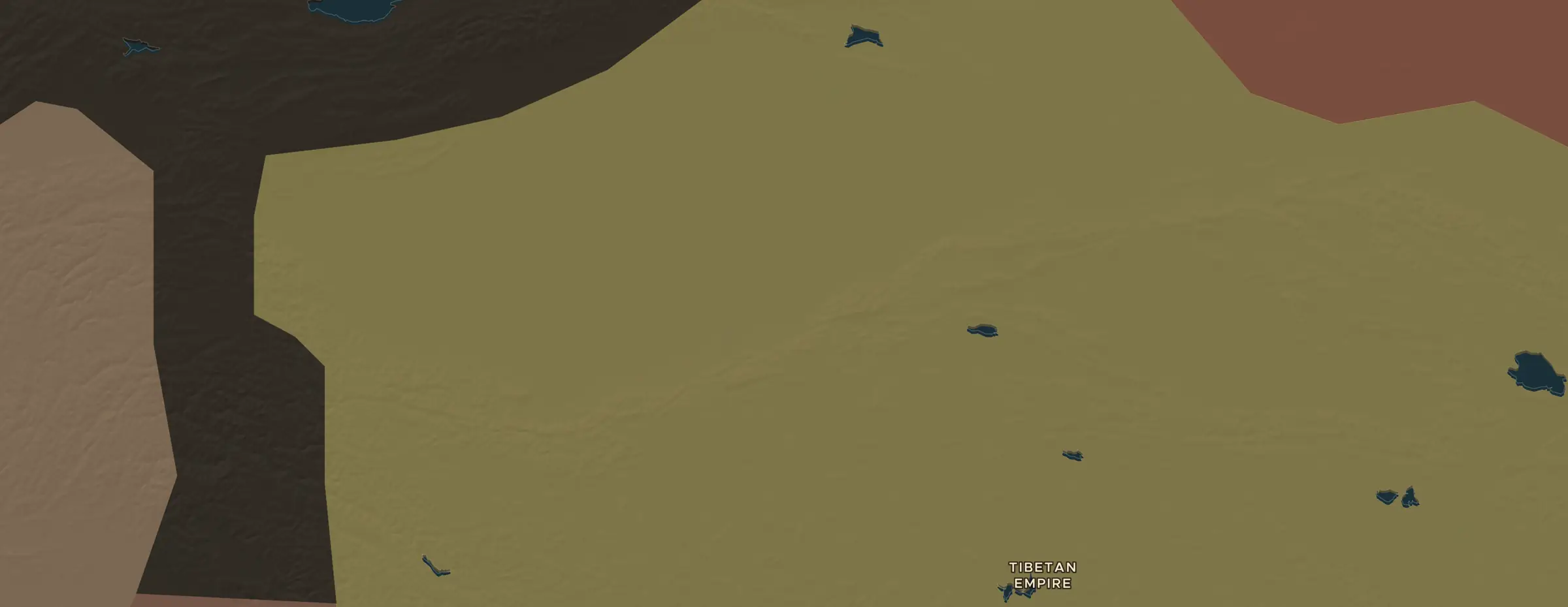 De ChronoAtlas-kaart in 800 n.Chr., met de plekken uit deze les
