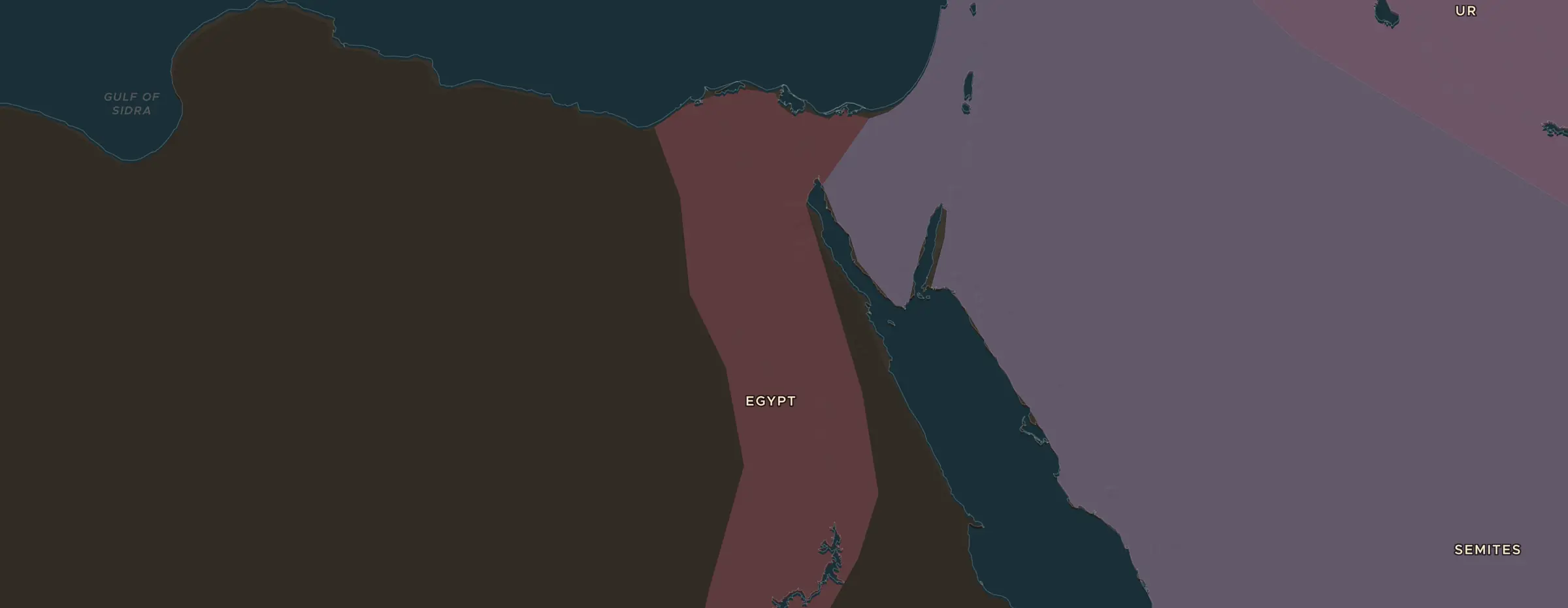 El mapa de ChronoAtlas en 3100 a. C., con los lugares que visita esta lección
