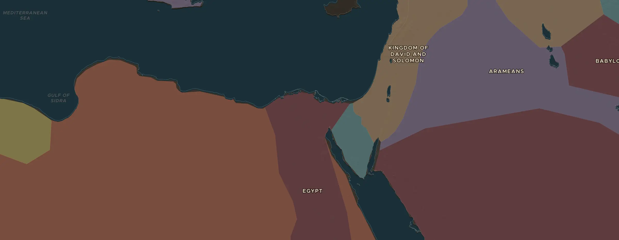 Die ChronoAtlas-Karte im Jahr 650 v. Chr., mit allen Stationen dieser Stunde