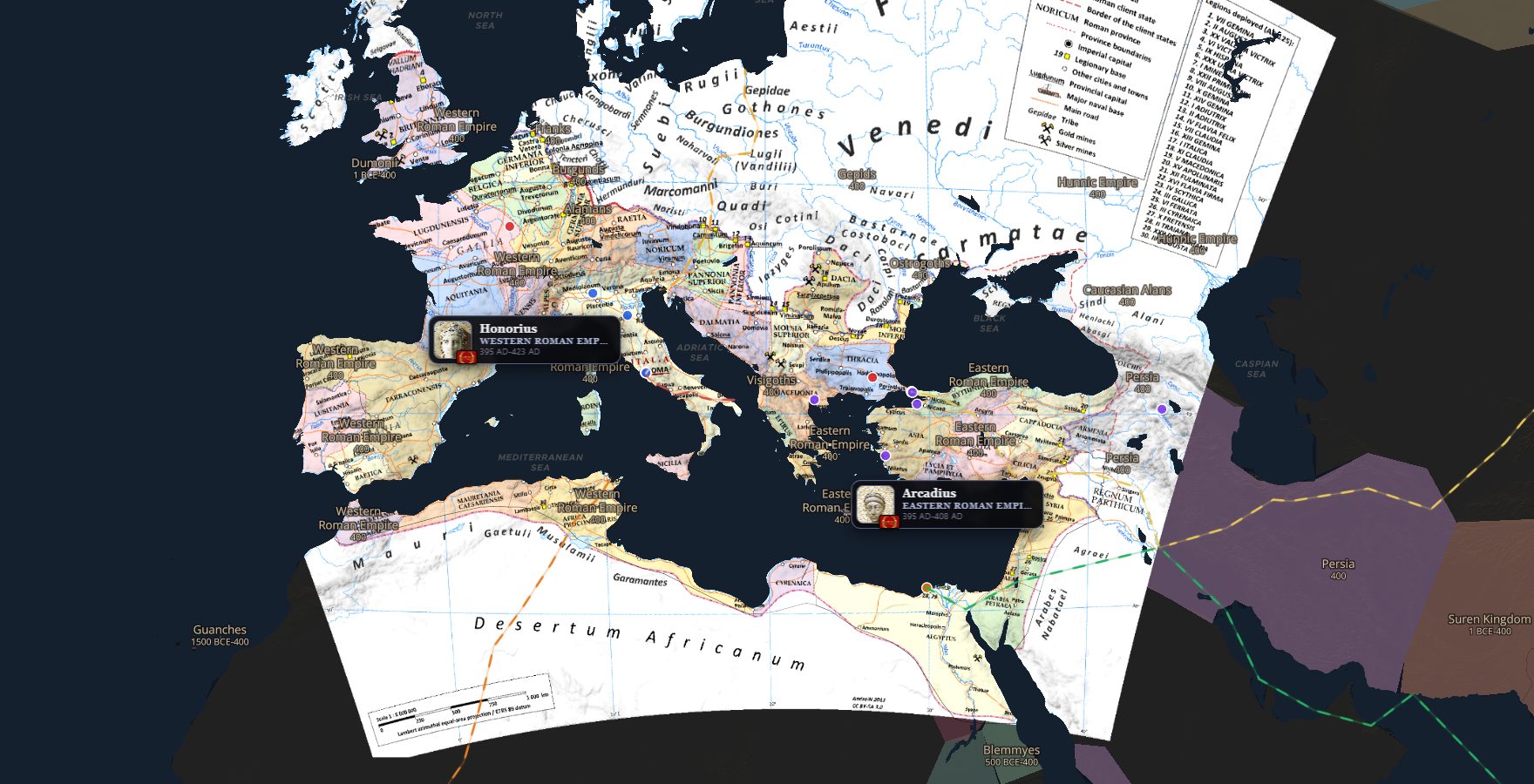 The ChronoAtlas map in 395 AD