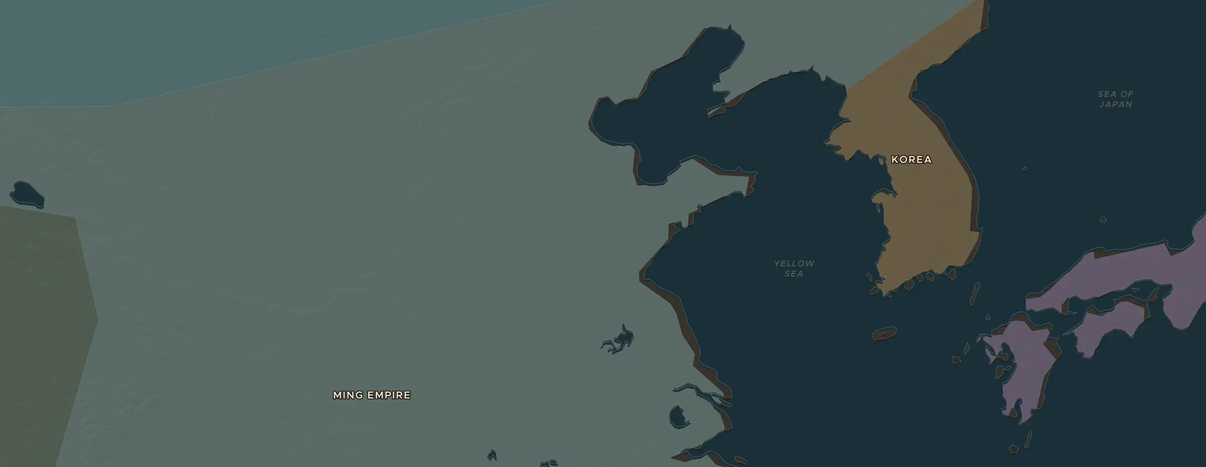 De ChronoAtlas-kaart in 1420 n.Chr., met de plekken uit deze les