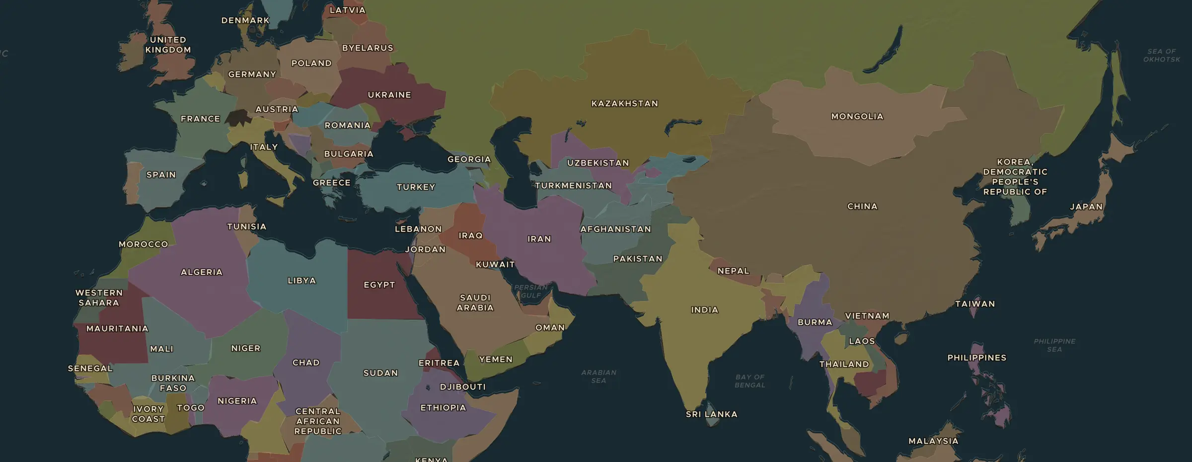 Die ChronoAtlas-Karte im Jahr 2010 n. Chr., mit allen Stationen dieser Stunde
