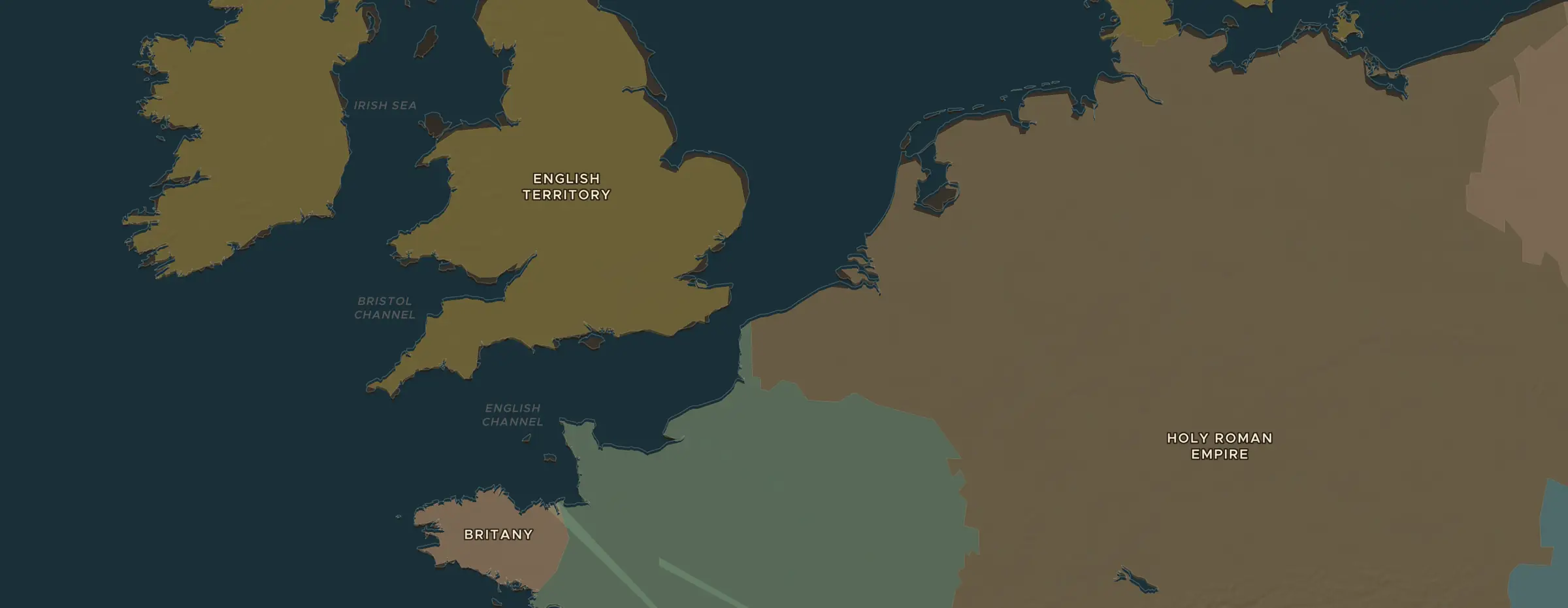 De ChronoAtlas-kaart in 1315 n.Chr., met de plekken uit deze les