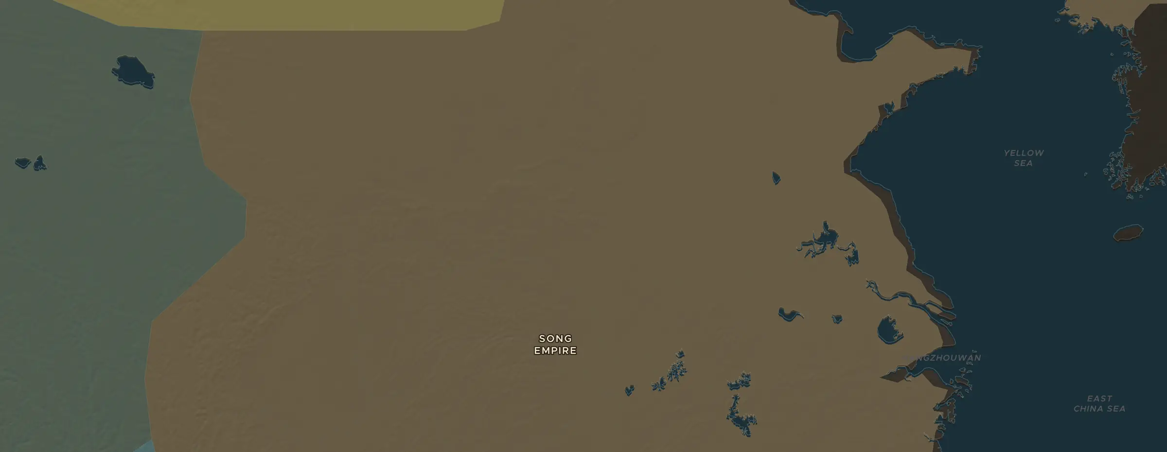 De ChronoAtlas-kaart in 1100 n.Chr., met de plekken uit deze les