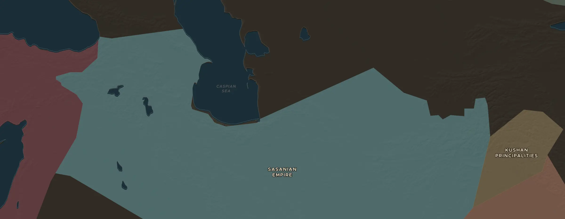 La carte ChronoAtlas en 540 apr. J.-C., avec les lieux étudiés dans cette séquence