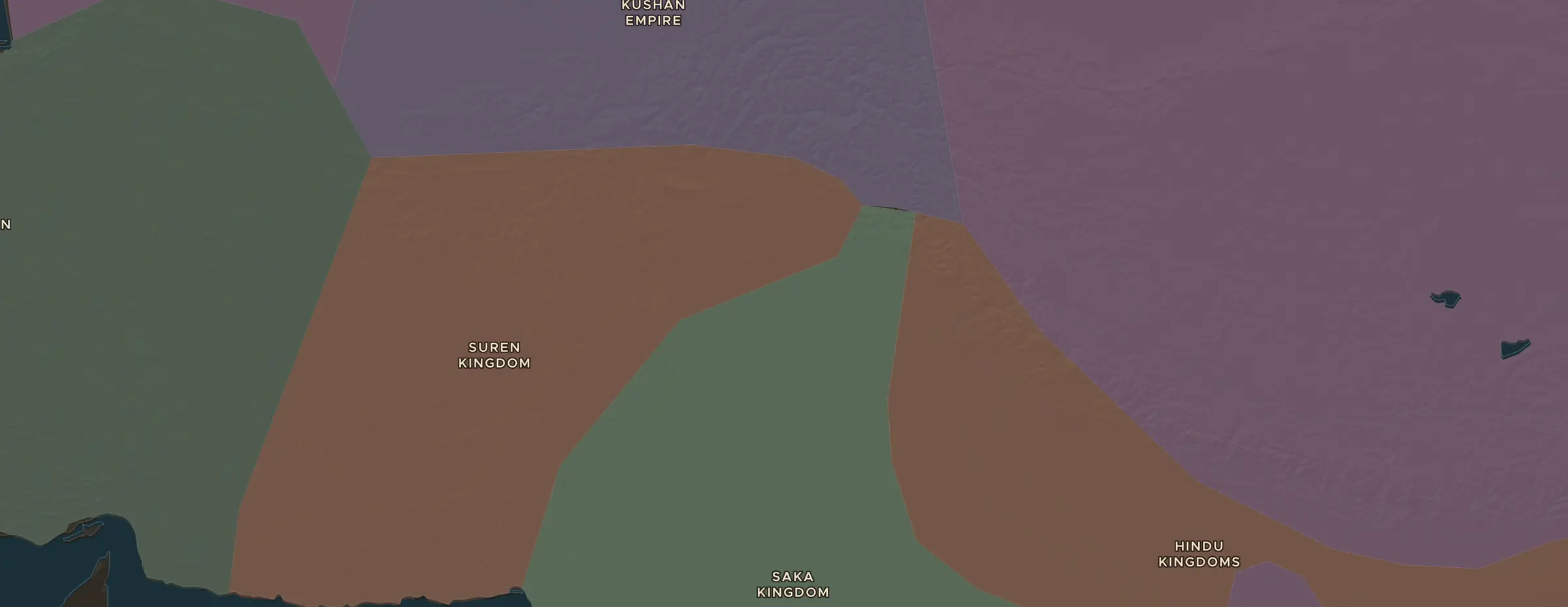 Die ChronoAtlas-Karte im Jahr 100 n. Chr., mit allen Stationen dieser Stunde