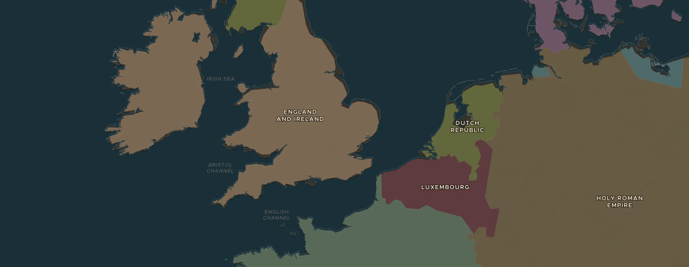 El mapa de ChronoAtlas en 1665 d. C., con los lugares que visita esta lección