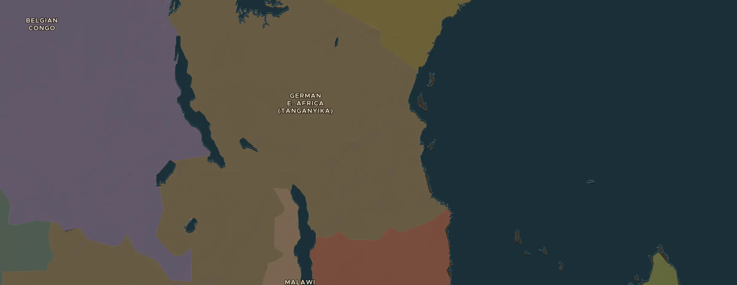 Die ChronoAtlas-Karte im Jahr 1905 n. Chr., mit allen Stationen dieser Stunde