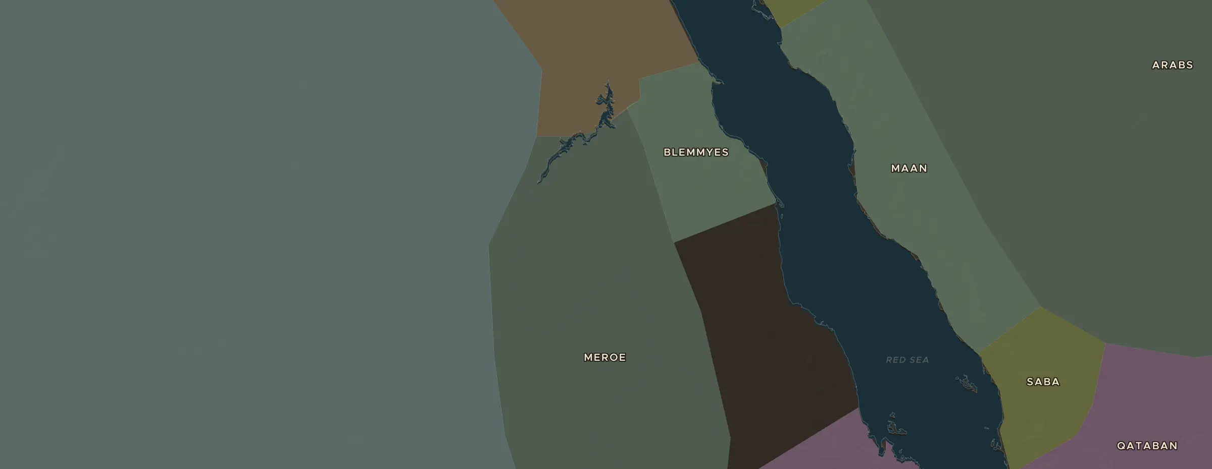 De ChronoAtlas-kaart in 200 v.Chr., met de plekken uit deze les