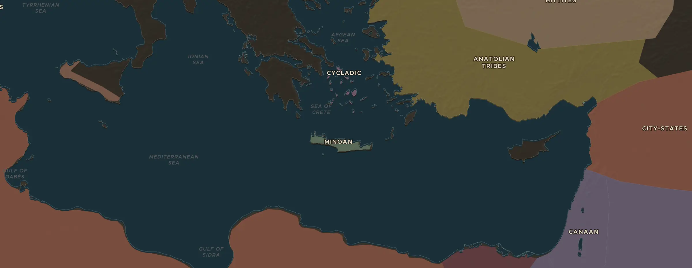 El mapa de ChronoAtlas en 1700 a. C., con los lugares que visita esta lección