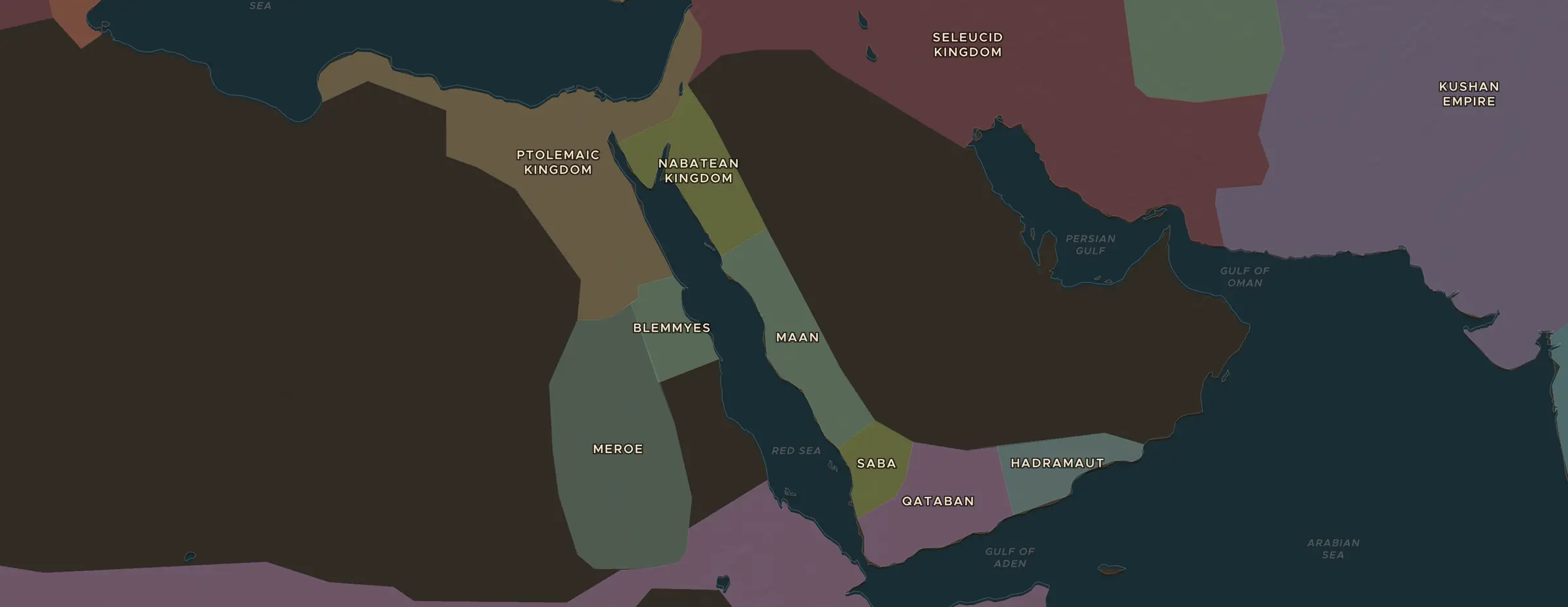 Die ChronoAtlas-Karte im Jahr 100 v. Chr., mit allen Stationen dieser Stunde