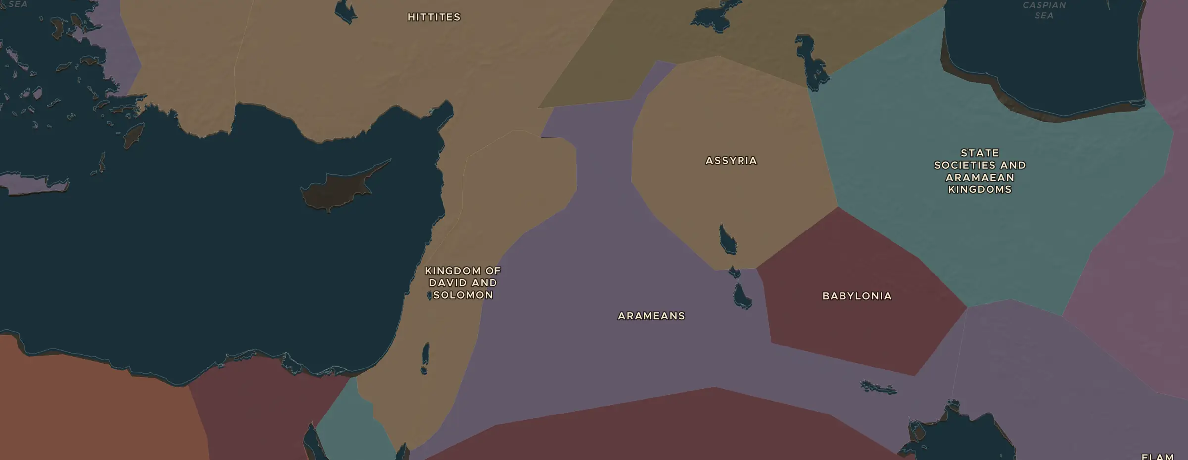 Die ChronoAtlas-Karte im Jahr 600 v. Chr., mit allen Stationen dieser Stunde