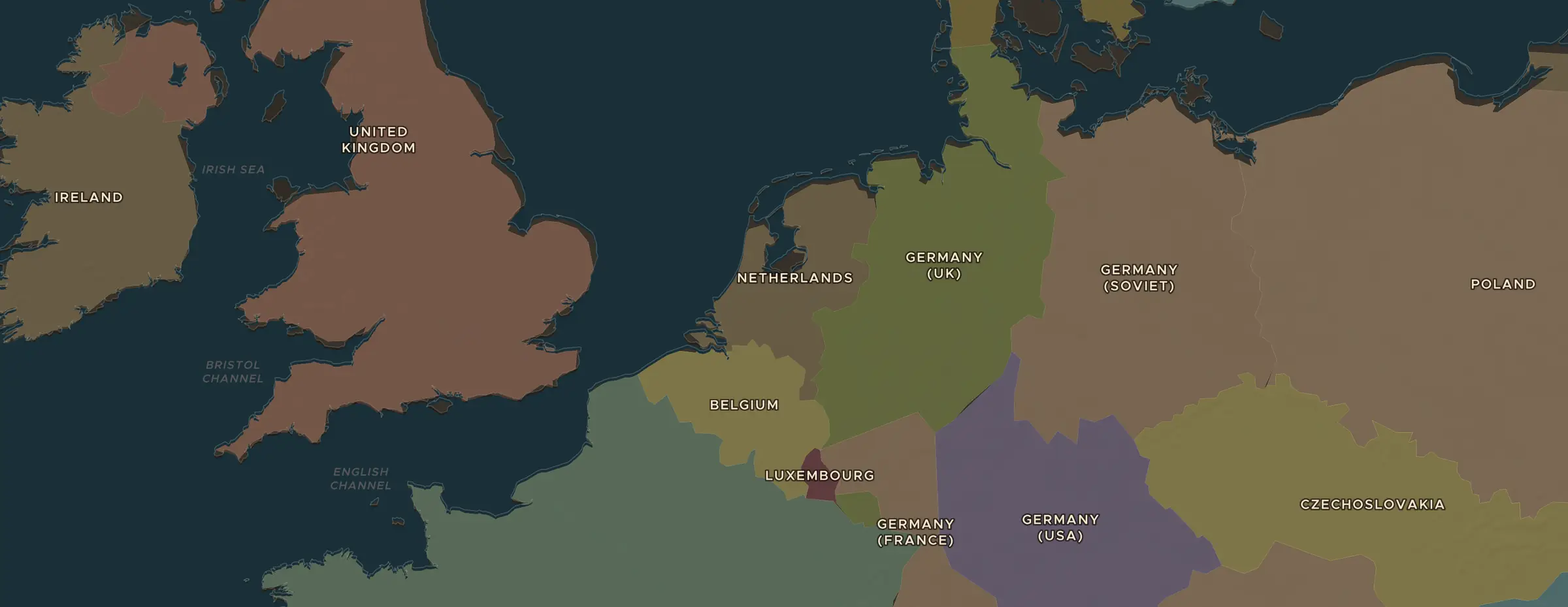 La carte ChronoAtlas en 1938 apr. J.-C., avec les lieux étudiés dans cette séquence
