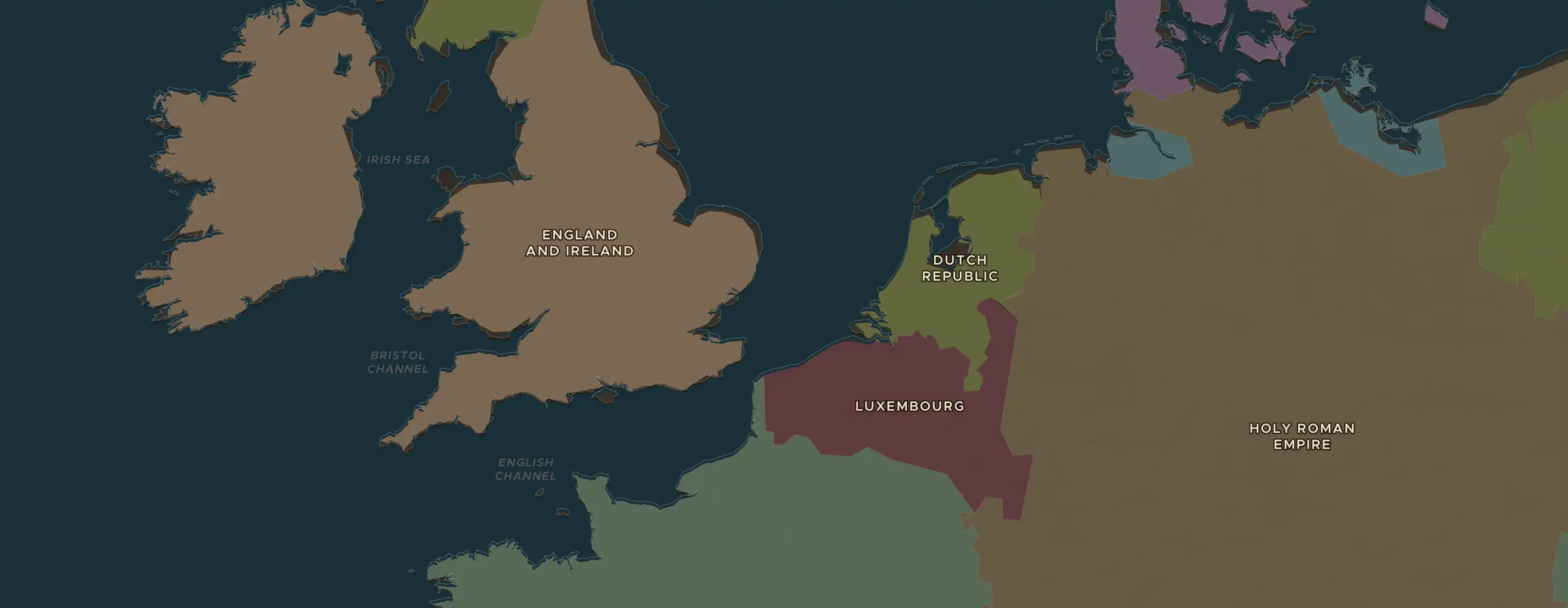 Die ChronoAtlas-Karte im Jahr 1700 n. Chr., mit allen Stationen dieser Stunde