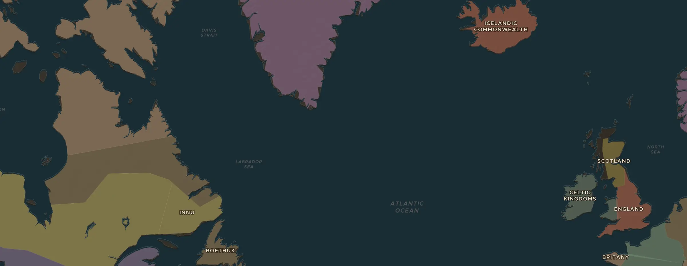 Die ChronoAtlas-Karte im Jahr 1000 n. Chr., mit allen Stationen dieser Stunde