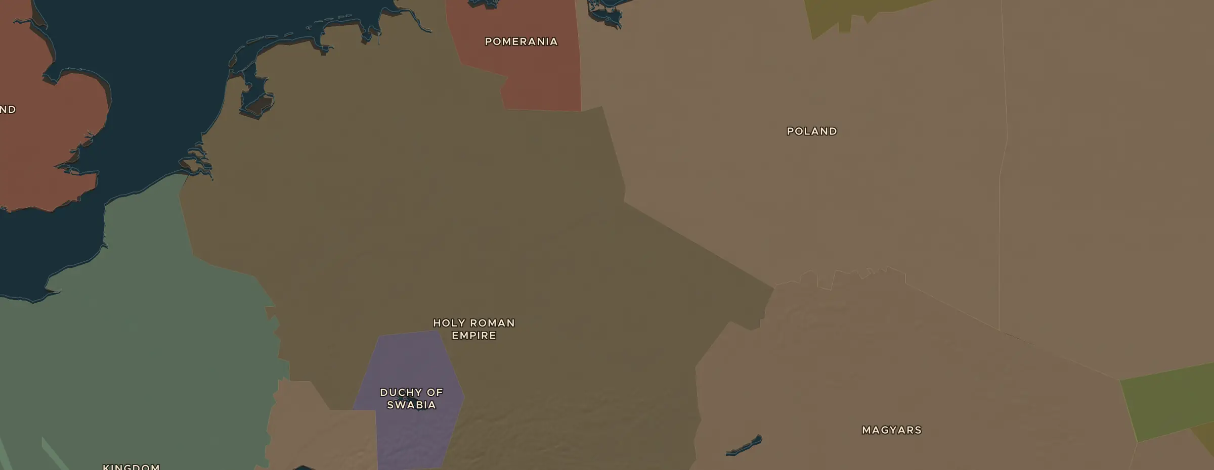 Die ChronoAtlas-Karte im Jahr 1000 n. Chr., mit allen Stationen dieser Stunde