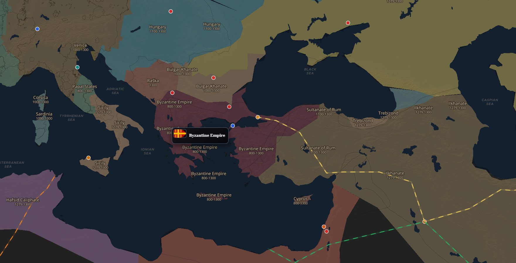The ChronoAtlas map in 1300 AD