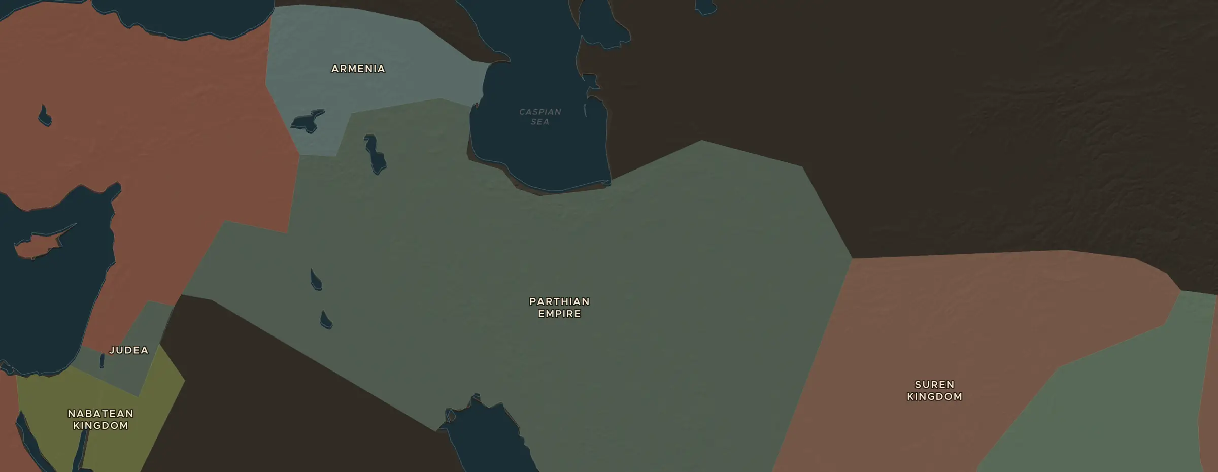 Die ChronoAtlas-Karte im Jahr 1 v. Chr., mit allen Stationen dieser Stunde