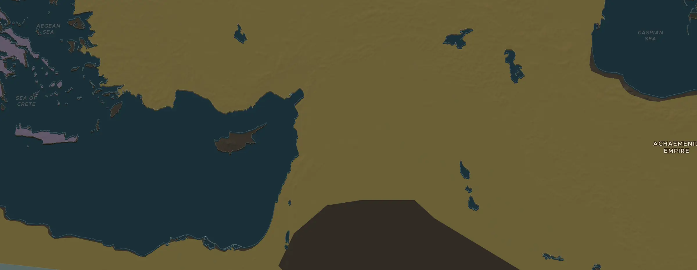 El mapa de ChronoAtlas en 500 a. C., con los lugares que visita esta lección