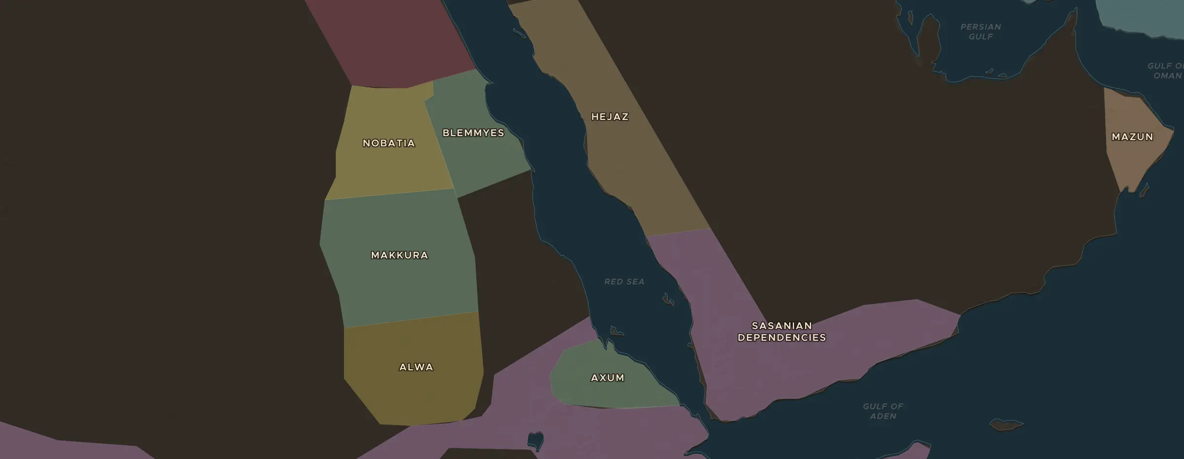 Die ChronoAtlas-Karte im Jahr 622 n. Chr., mit allen Stationen dieser Stunde