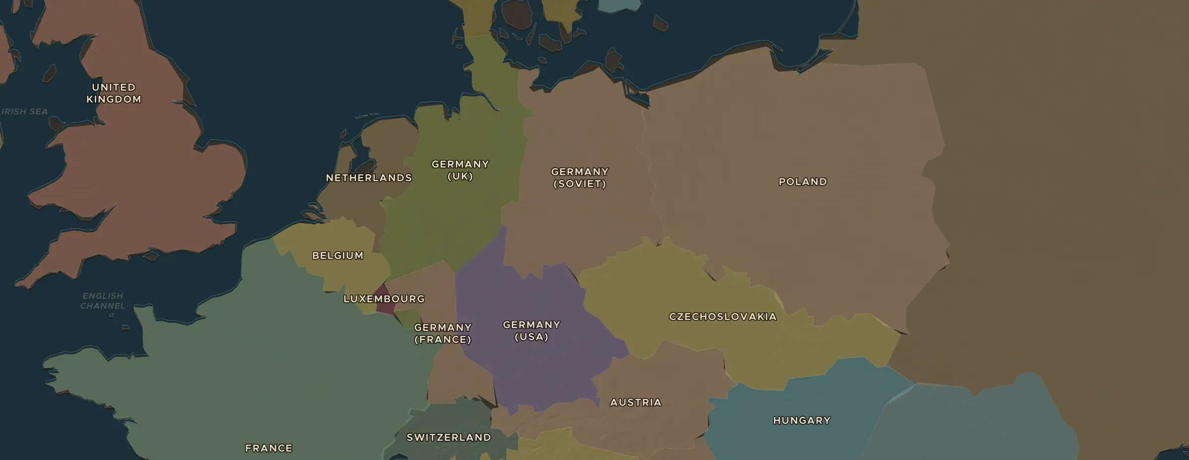 Die ChronoAtlas-Karte im Jahr 1938 n. Chr., mit allen Stationen dieser Stunde