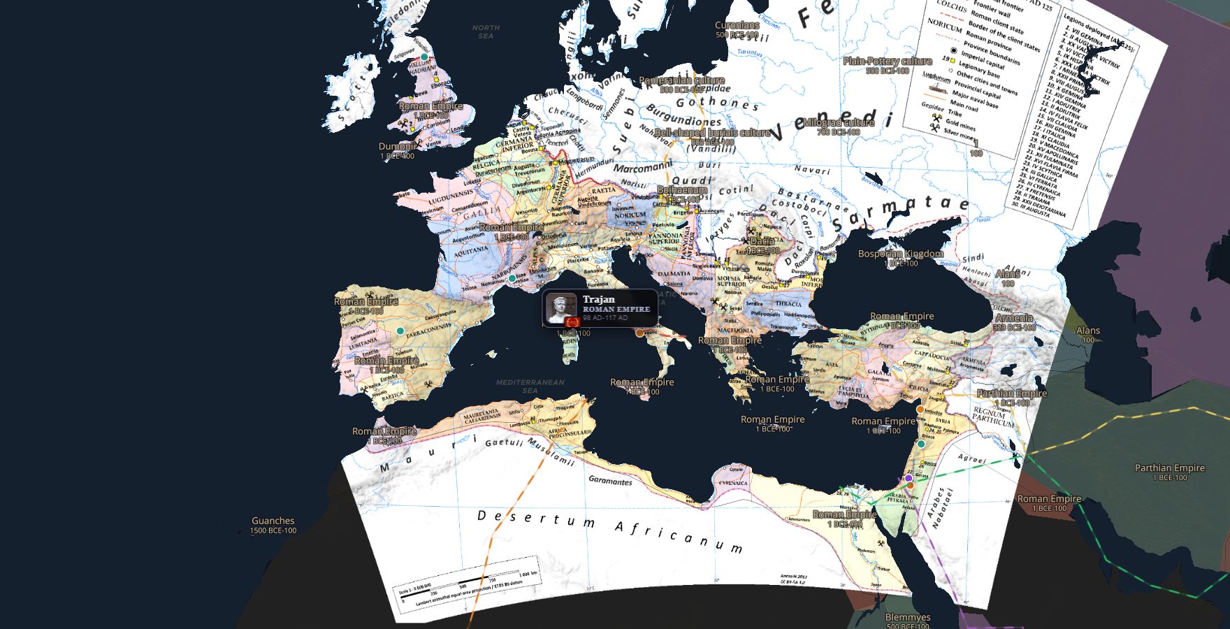 The ChronoAtlas map in 117 AD