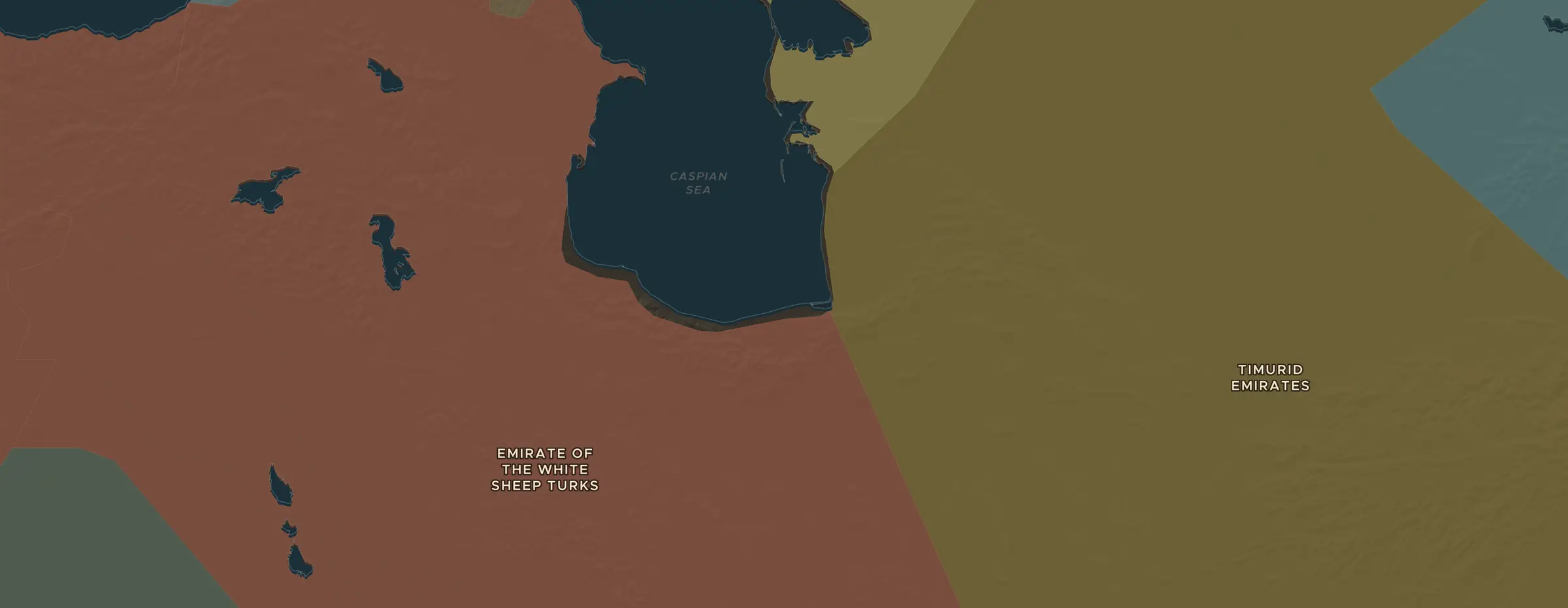 De ChronoAtlas-kaart in 1501 n.Chr., met de plekken uit deze les