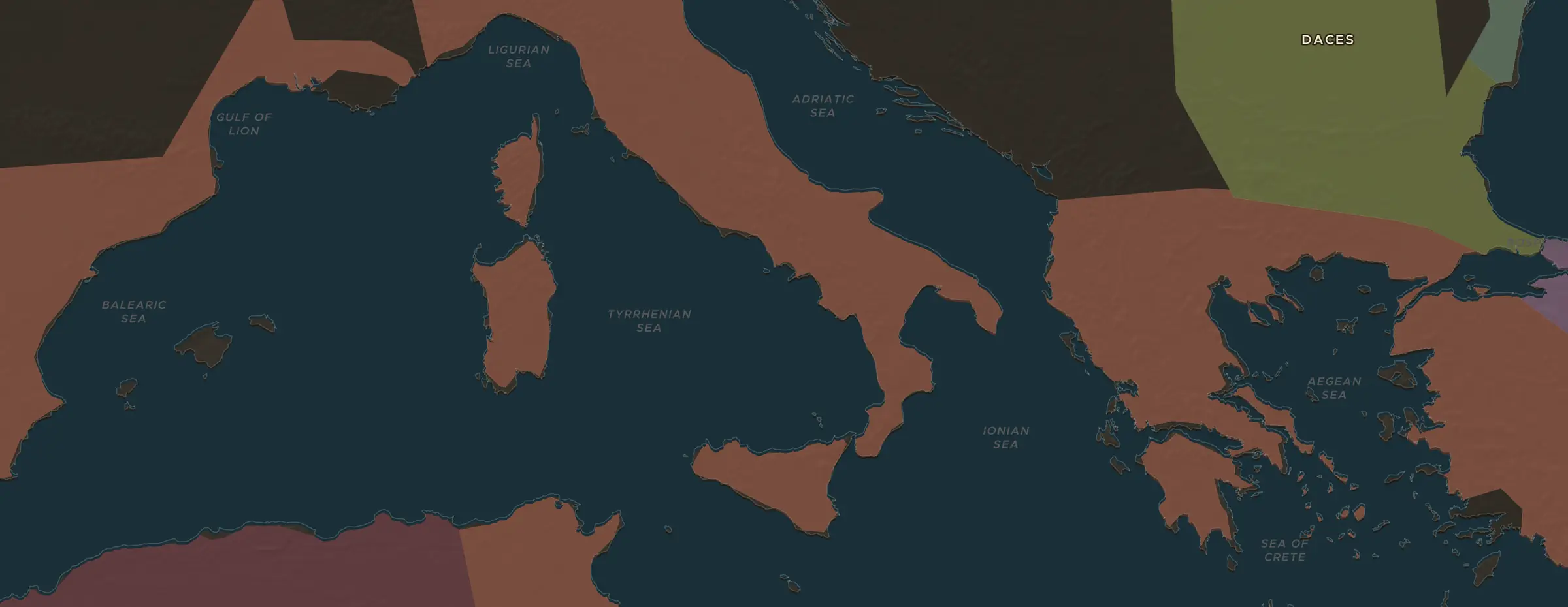 Die ChronoAtlas-Karte im Jahr 73 v. Chr., mit allen Stationen dieser Stunde