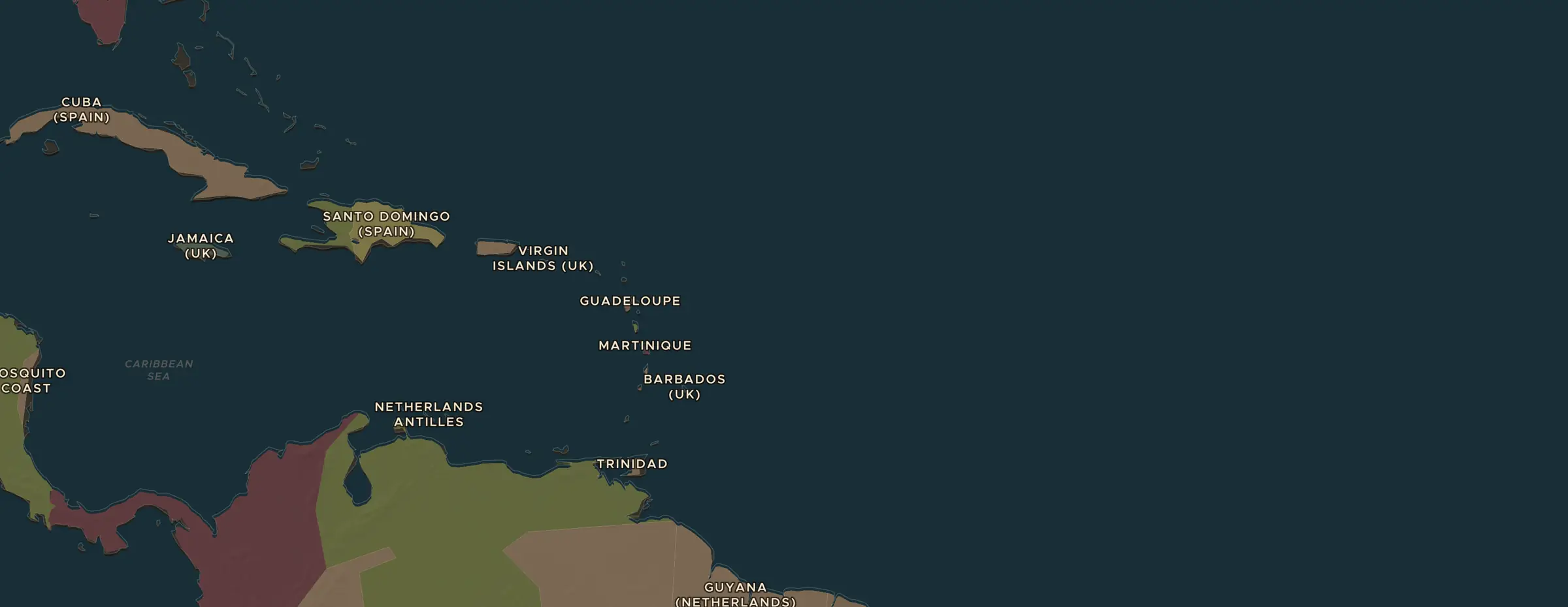 La carte ChronoAtlas en 1750 apr. J.-C., avec les lieux étudiés dans cette séquence