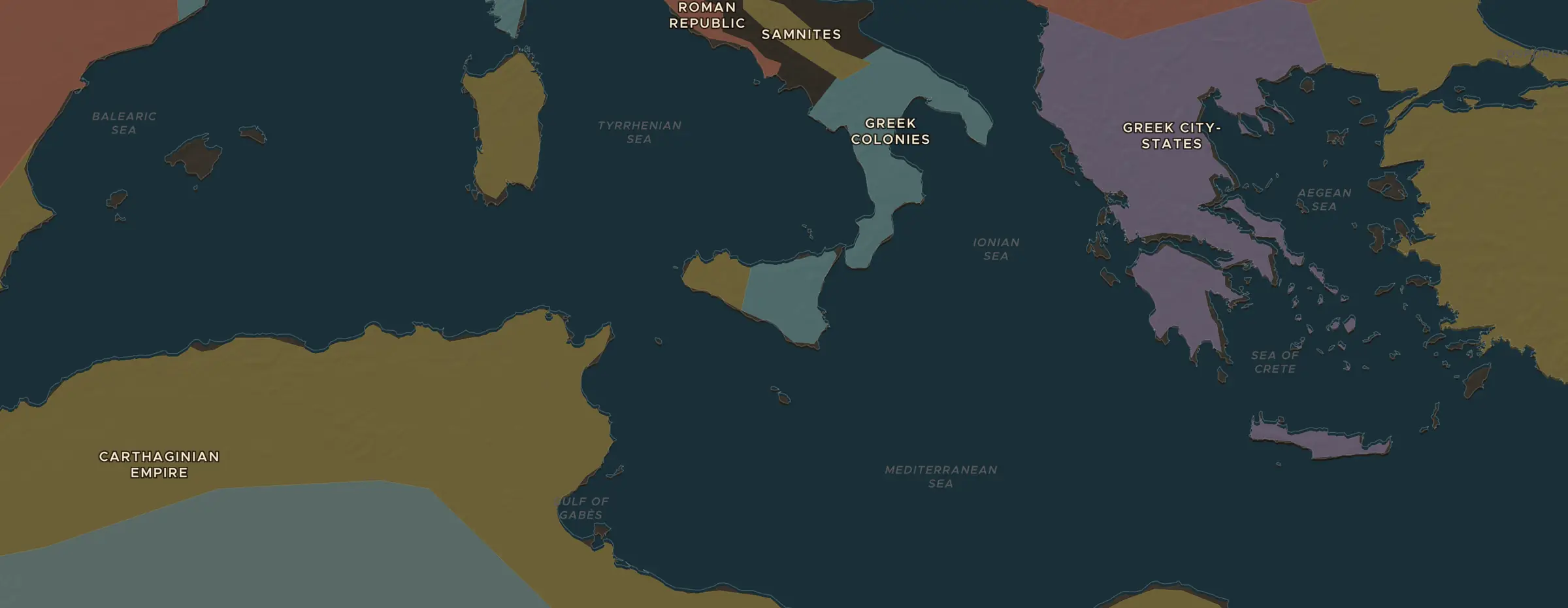 Die ChronoAtlas-Karte im Jahr 400 v. Chr., mit allen Stationen dieser Stunde