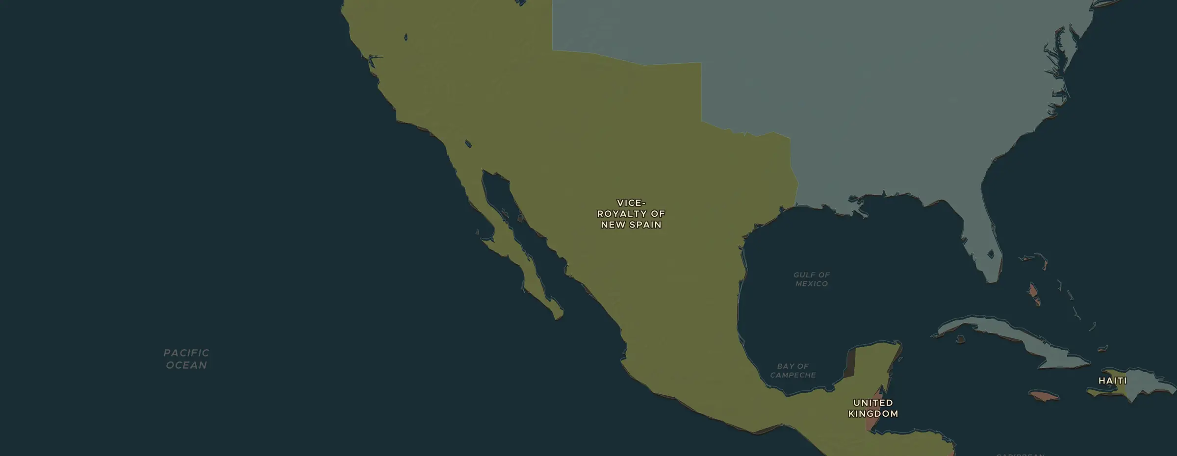 El mapa de ChronoAtlas en 1846 d. C., con los lugares que visita esta lección