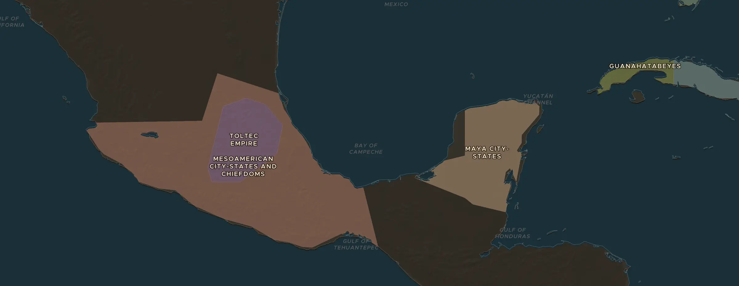 Die ChronoAtlas-Karte im Jahr 1000 n. Chr., mit allen Stationen dieser Stunde