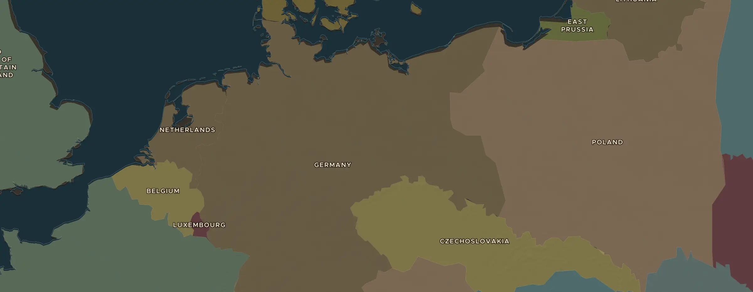 Die ChronoAtlas-Karte im Jahr 1914 n. Chr., mit allen Stationen dieser Stunde