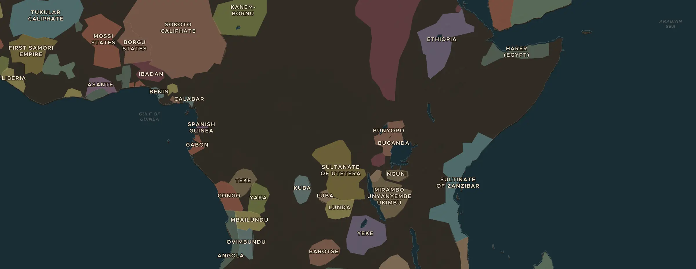 Die ChronoAtlas-Karte im Jahr 1900 n. Chr., mit allen Stationen dieser Stunde