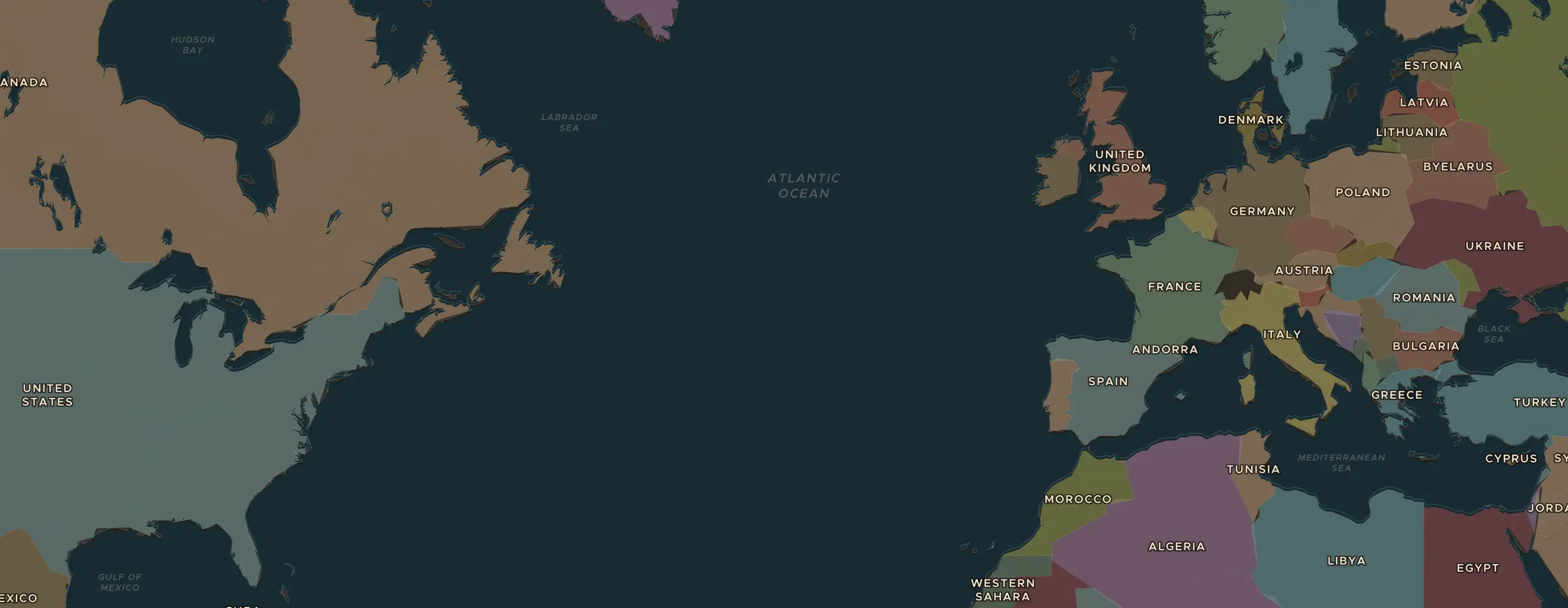 La carte ChronoAtlas en 1994 apr. J.-C., avec les lieux étudiés dans cette séquence